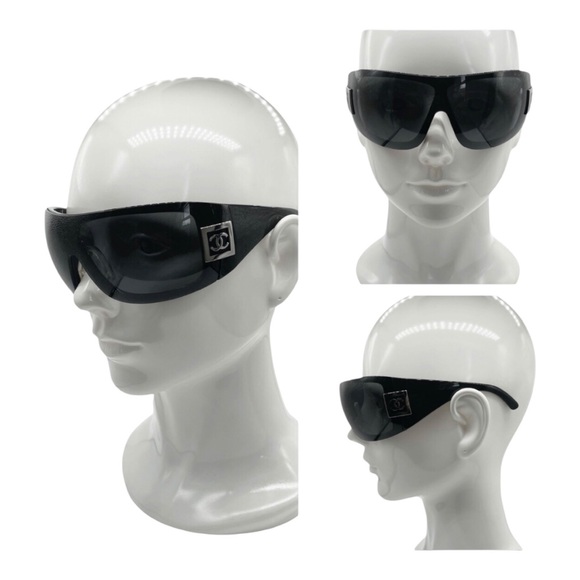 Authentic CHANEL 5086-B Oversized Sunglasses • Black with Crystal CC Logo - Picture 2 of 16